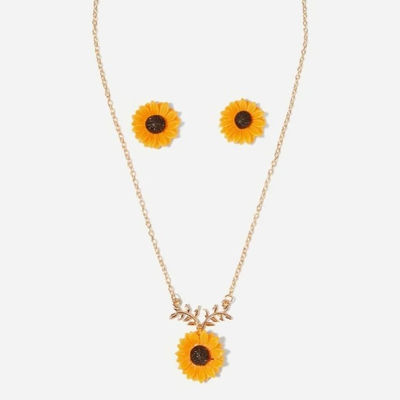 Jewelry Sunflower Necklace And Earring Set Poshmark